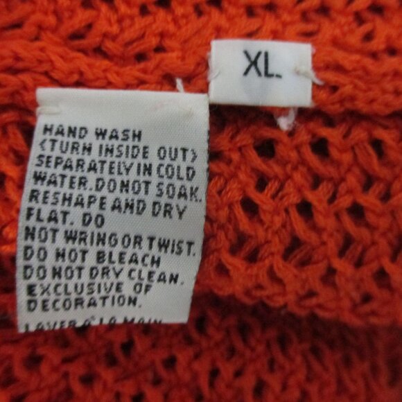Marisa Studio Cardigan Sweater with Beading Orange Cotton Size XL Coastal Casual - Picture 7 of 7